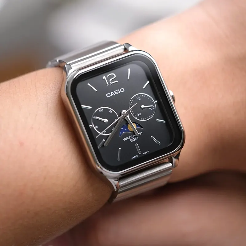 Casio Enticer Moon Phase Black Dial Men's Watch- MTP-M305D-1AV